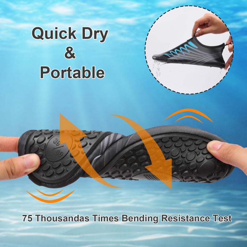 BARERUN Water Shoes Women's Men's Outdoor Beach Swimming Aqua Socks Quick-Dry Barefoot Shoes Surfing Yoga Pool Exercise Blue 6.5-7.5 Women/5-6 Men - Image 3